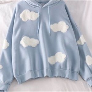 Cute cloud hoodie blue hoodie with white clouds